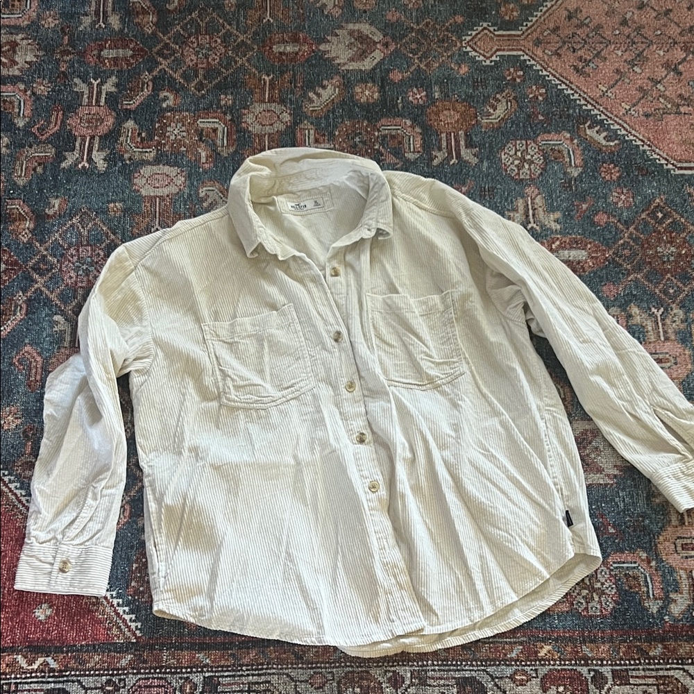 Hollister Cream Corduroy Oversized Shirt